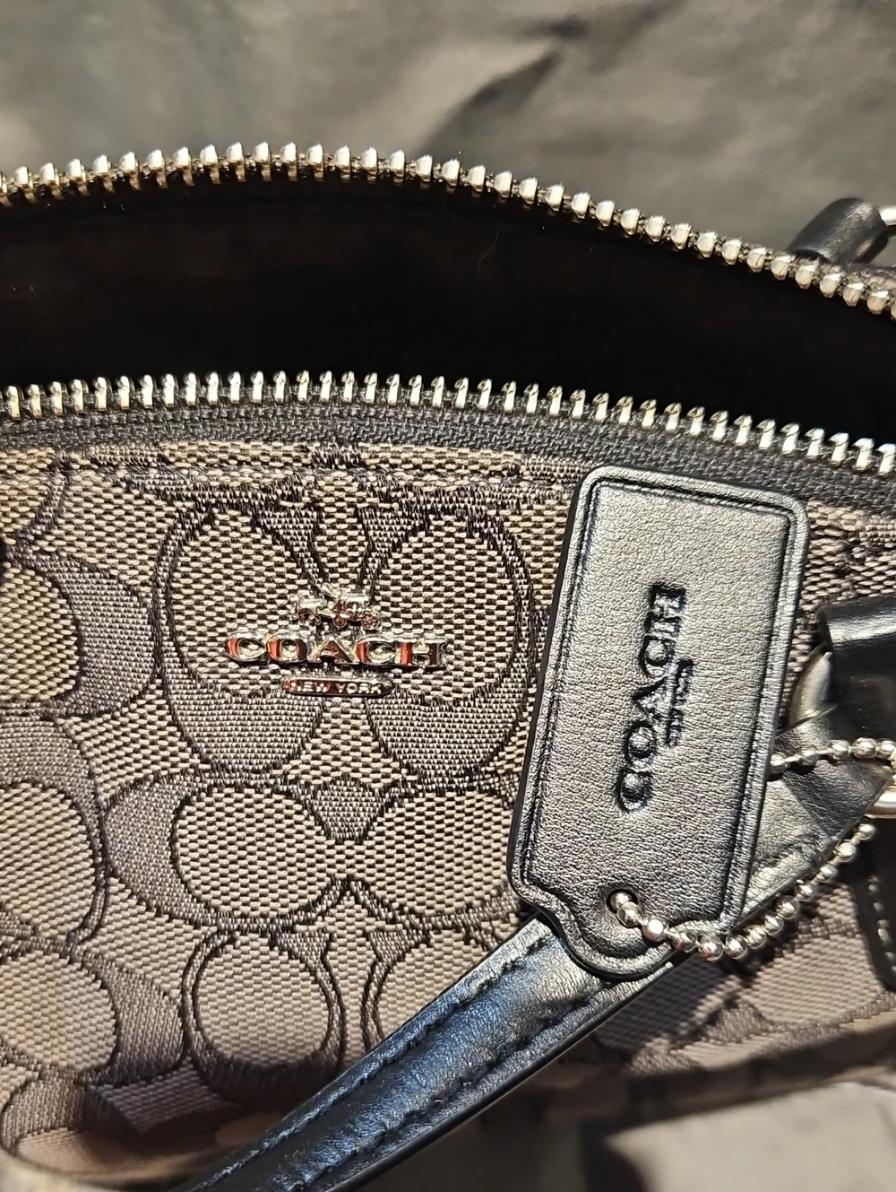 Coach Signature Small Satchel in Black/Charcoal